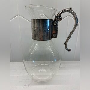 Elegant Glass Pitcher with Silver Plated Handle